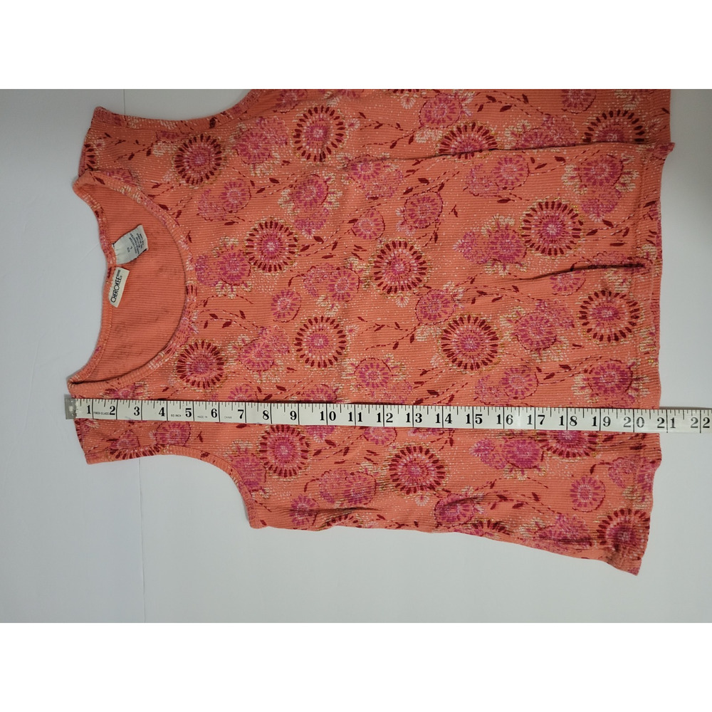 Vintage Y2K Cherokee Women's L Coral Floral Textured Knit Tank Top Boho Fairy - Picture 3 of 6